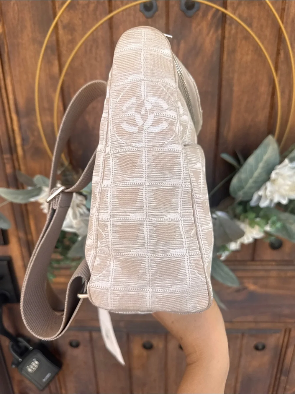 Authentic Vintage Chanel Beige Monogram Nylon Backpack